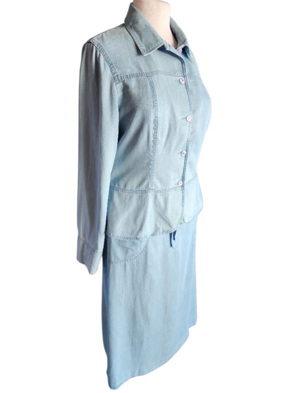 Vintage Emma James by Liz Claiborne Size 12 Light Blue Denim 2pc Suit Set Jacket